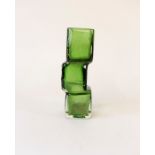 Geoffrey Baxter, green Whitefriars Drunken Bricklayers vase c.1960s. Height 21cm