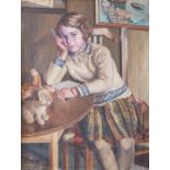 Gwen Whicker - Portrait of a young girl by G. Whicker, oil on canvas. Framed 104cm x 82cm