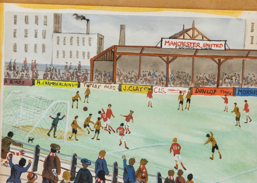 Allen Tortice (British, b.1948) Manchester United vs Wolverhampton Wanderers, depiction of an