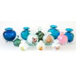 Lot consisting of Mdina glass - side stripe vase 13cm 70-80s, side stripe vase 15cm 70-80s, side