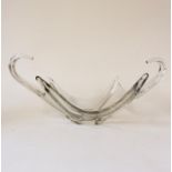 French art glass crystal table centre piece, width 53cm
