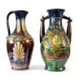 2 large earthenware 20th century jars. Height 66cm