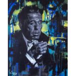 Zinsky original oil on canvas of "Humphry Bogart". Unframed. Signed by the artist. 62cm x 77cm