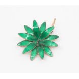 Oslo Hroar Prydz-Modernist circa 1960's green guilloche enamel brooch, in the form of a flower,