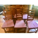 A Rupert Griffiths set of six joined oak ladder back dining chairs