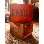 2 wooden drinks crates. R Whites Lemonade, and Manns London. (2)