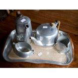 A Piquotware tea set on a tray (5)