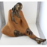 Bronze figure of an American Red Indian female by artist Sally Kemp of Santa Fe.