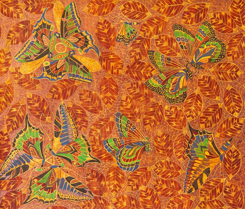 Butterflies, signed print, Chesnoko 2005. Unframed. 78.5cm  x 69.5cm