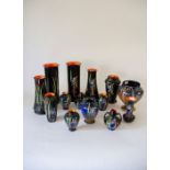 Shelley, Early 20th century Shelley Kingfisher vases, jugs etc, various shapes and sizes including