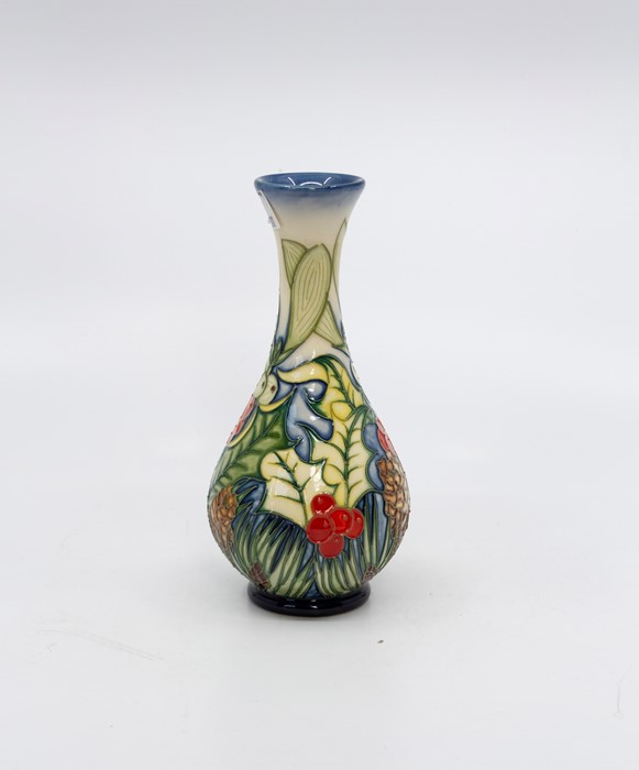 Moorcroft vase, red & white berries (2003). Ht 17cm