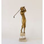 Art deco Lorenzl style golfer c.1930. Height 29.5cm
