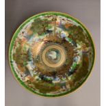 Daisy Makeig-Jones for Wedgwood, an Art Deco Fairyland lustre pedestal bowl, Woodland bridge to
