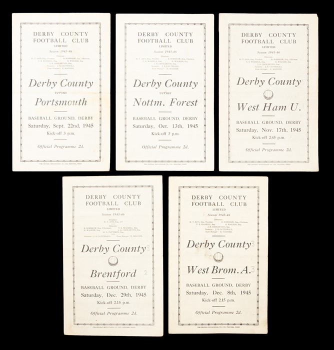 Derby County: A collection of five Derby County home programmes: v Portsmouth 22/9/1945, v