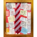 Stoke City: A framed montage of Stoke City tickets, mostly dating to the early 1970's, complete with