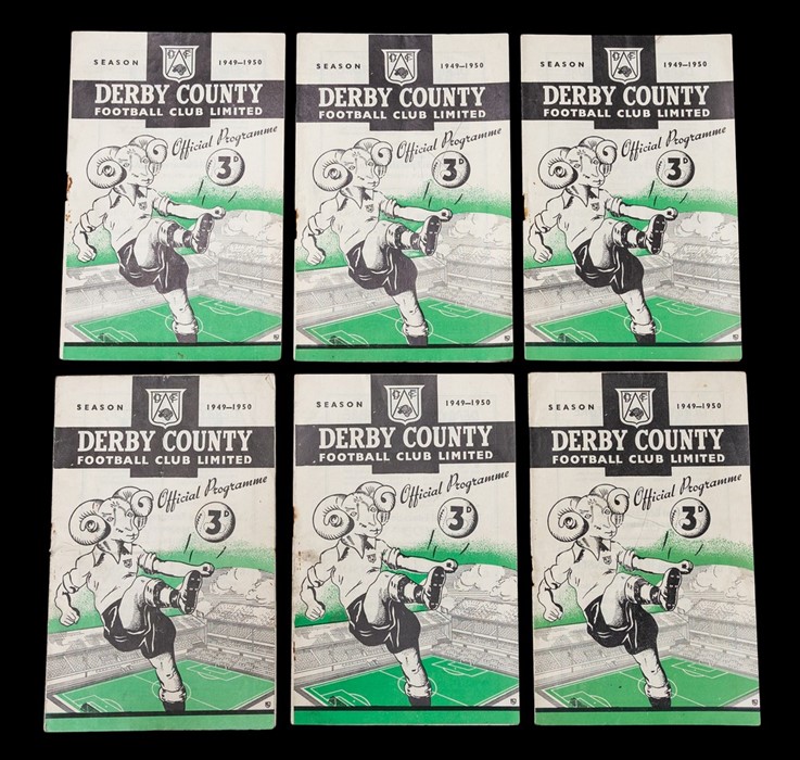 Derby County: A collection of six Derby County home programmes: v Stoke City 3/9/1949, v