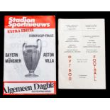 Aston Villa: An Aston Villa v. Bayern Munich, European Cup Final programme, 1982, together with a