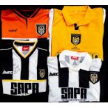 Shirts: A collection of six football shirts to include Notts County interest. (one bag)