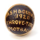 Shrovetide: A painted Shrovetide football, 'Ashbourne 1921 Shrove-tide Football' to front, 'Steve