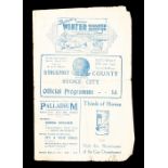 Stockport County: A 1931/32 Stockport County v. Stoke City programme, 9/1/1932, some damage.