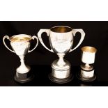 Angling: A collection of three hallmarked silver trophies to comprise: a 'Towcester & District A.