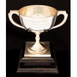 Angling: A hallmarked silver angling trophy, inscribed 'Groom Memorial Angling Cup, Given by Friends