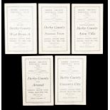 Derby County: A collection of five Derby County home programmes: v West Bromwich Albion 26/1/1946, v