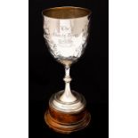 Angling: A hallmarked silver angling trophy, inscribed 'The Monty King Trophy', hallmarked Elkington