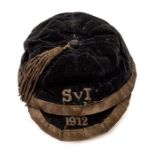Scotland: A Scotland v. Ireland black international cap, dated 1912, unknown who it was awarded