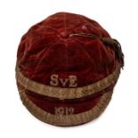 Scotland: A Scotland v. England red international cap, dated 1912, unknown who it was awarded to,
