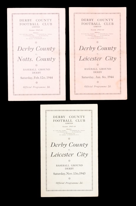 Derby County: A collection of three Derby County home programmes: v Leicester City, 13/11/1943 and