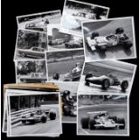 Motor Racing: A collection of assorted black and white press photographs of car and motor racing