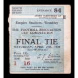 F.A. Cup: A 1929 F.A. Cup Final ticket, Bolton Wanderers v. Portsmouth, 27th April 1929, North Grand
