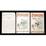 Charlton Athletic: A collection of three Charlton Athletic home programmes to comprise: v.
