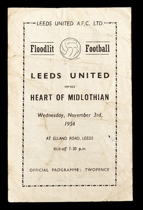 Friendly: A Leeds United v. Heart of Midlothian, Floodlit Friendly, 3rd November 1954, Elland