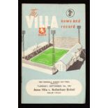 League Cup: An Aston Villa v. Rotherham United programme, League Cup Final Second Leg, 5/9/1961.