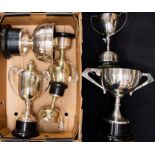 Angling: A collection of assorted silver plated angling trophies, Towcester & District Angling