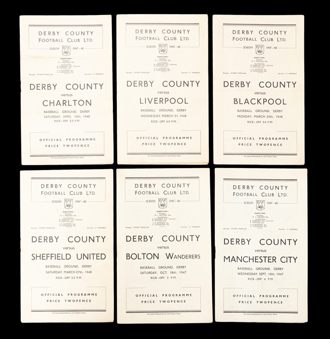 Derby County: A collection of six Derby County home programmes: v Manchester City 10/9/1947, v