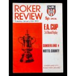 Sunderland: A Sunderland v. Notts County, F.A. Cup Third Round Replay programme, 16/1/1973.