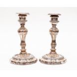 A pair of 19th Century silver plated candlesticks
