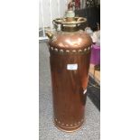 Large copper and brass fire extinguisher. No makers marking. Marked "Tested 934" to cap.