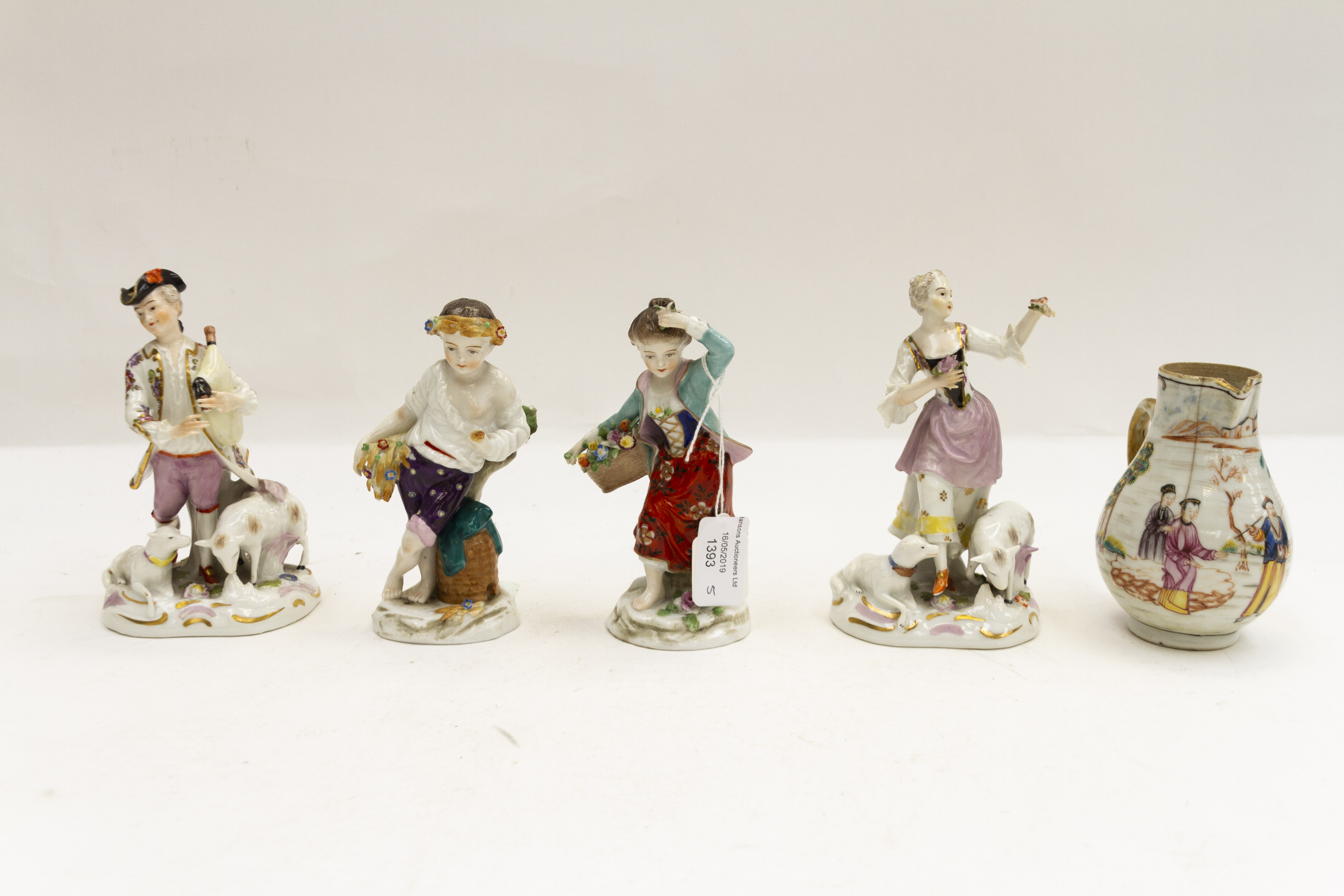 Collection of 19th and 20th Century figures including Samson along with a sparrow beak cream jug