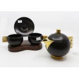 Carlton Ware black teapot with gold breakfast set (Glamour by Mariage Paris)