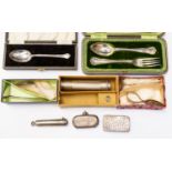 A parcel of assorted silver to include a to include a torch, flatware,