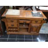 A French D'Artagnan contemporary solid oak kitchen centre island,