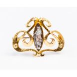 A circa 1890 Arts & Crafts design opal cameo set brooch,