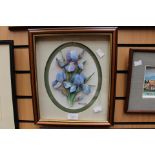 Framed oil painting of a Bangkok river scene and a box frame with a decoupage relief picture of a