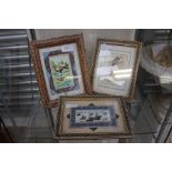2 x Late 19th Century hand painted on ivory Persian hunting scenes and x 1 female in robes with