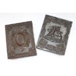 Two mid 19th Century Union hinged Daguerreotype cases, one with a moulded cherub restraining a stag,