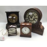 Four early 20th Century mantle clocks, one metal,
